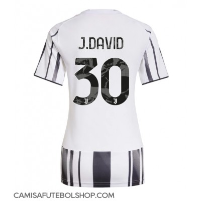 Camisa de time de futebol Juventus Jonathan David #30 Replicas 1º Equipamento Feminina 2025-26 Manga Curta Camisa de time de futebol Juventus Jonathan David #30 Replicas 1º Equipamento Feminina 2025-26 Manga Curta